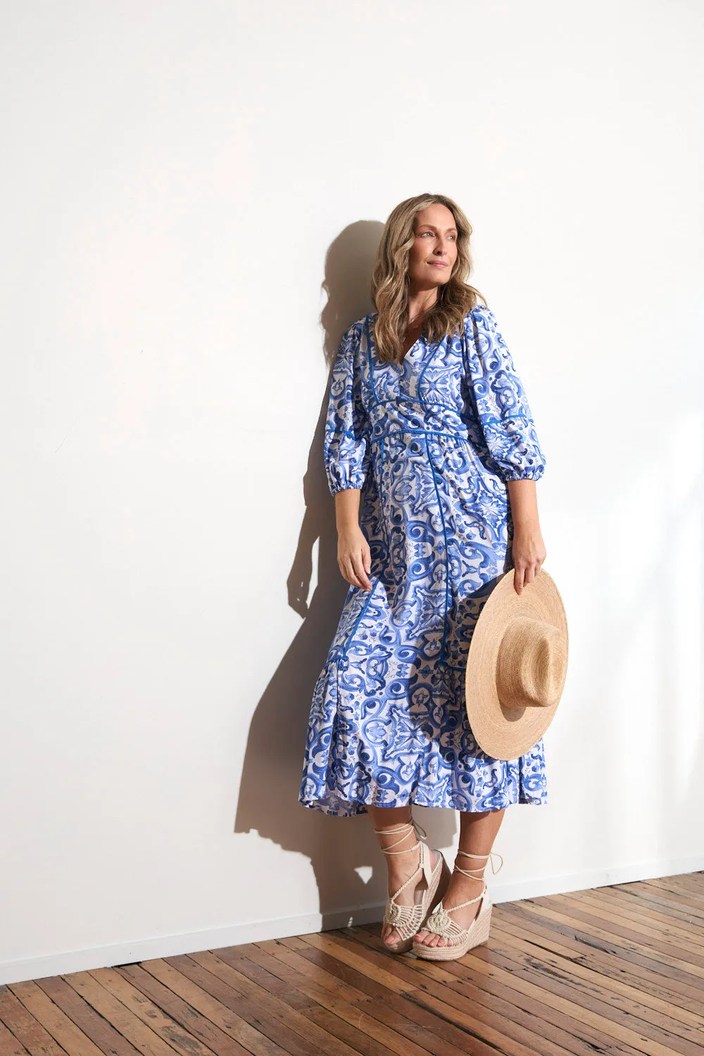 Pure Fit Aurora Panelled Dress in Blue Bijou