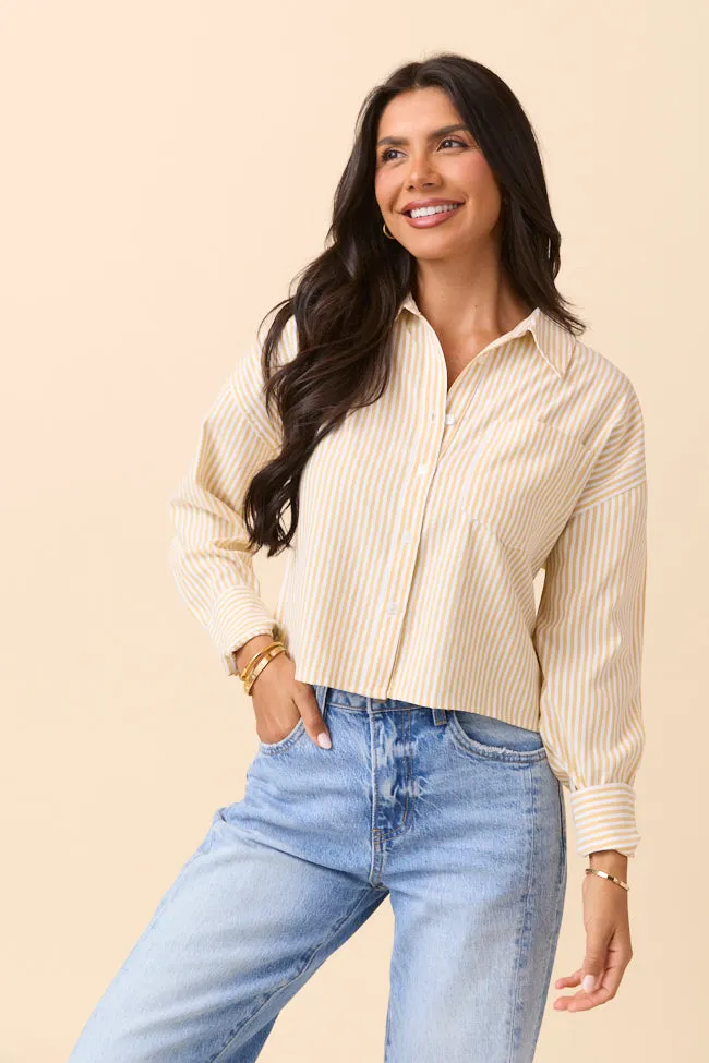 Juliana Cropped Yellow Striped Shirt Wind Ease