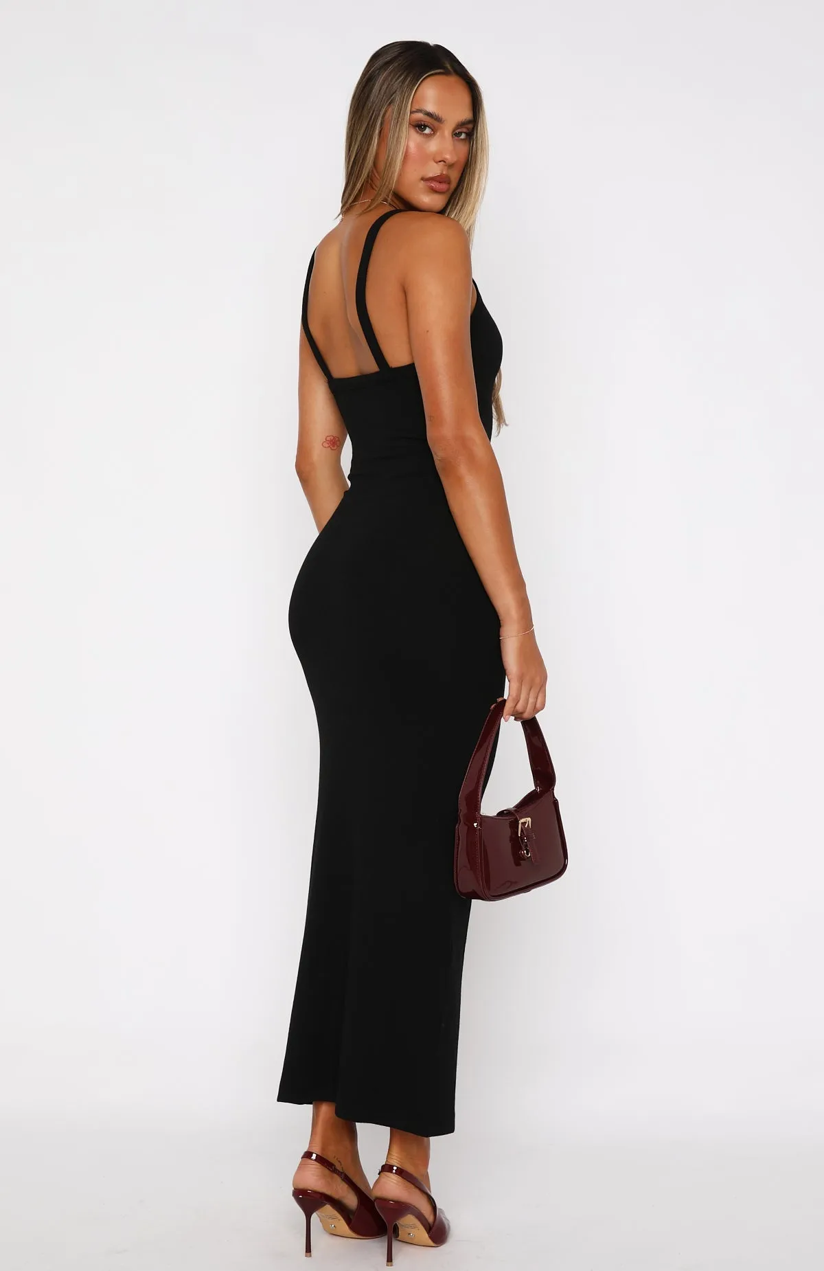 Modern Comfort Weekend Chic We Can Work It Out Ribbed Maxi Dress Black