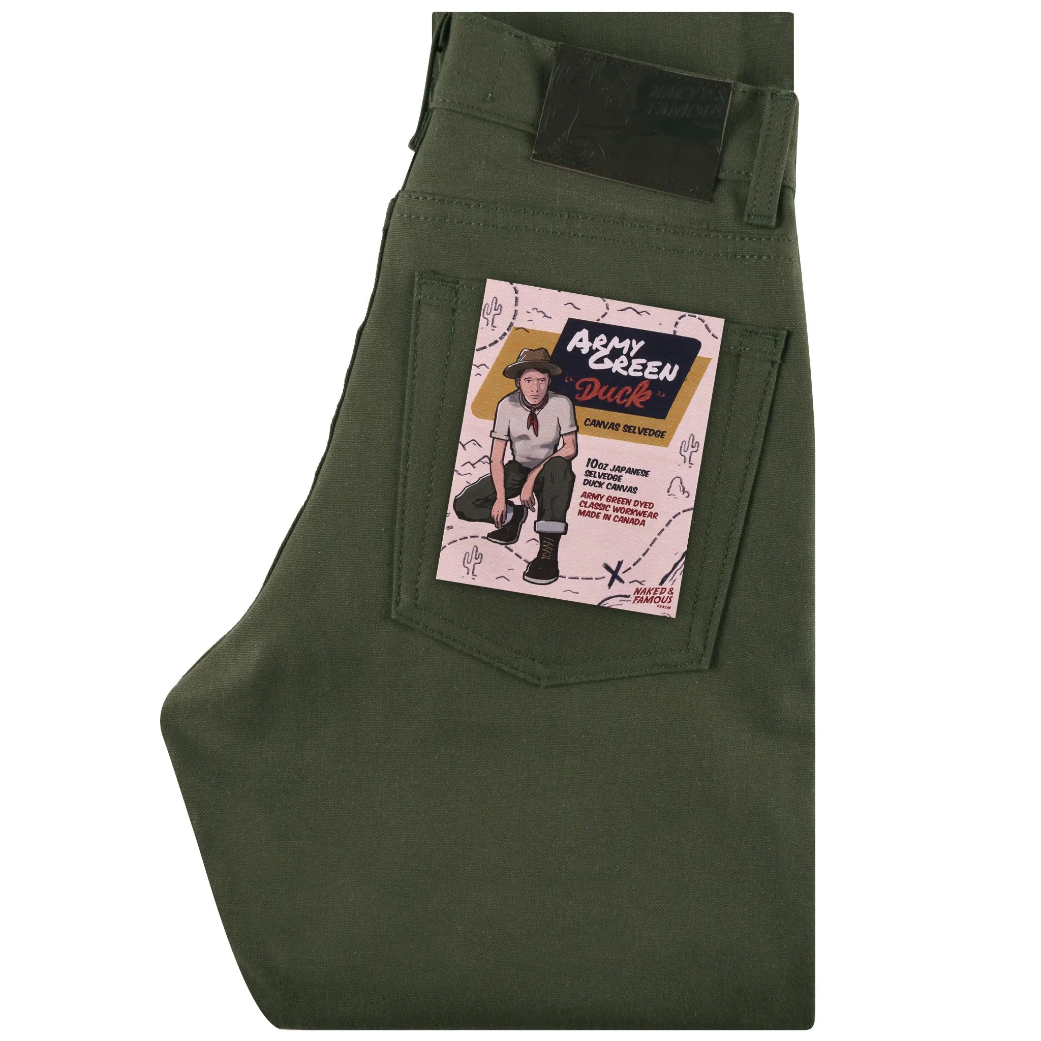 Women's - Max - Army Green Duck Selvedge Recycled Fiber Content Low Profile Zipper
