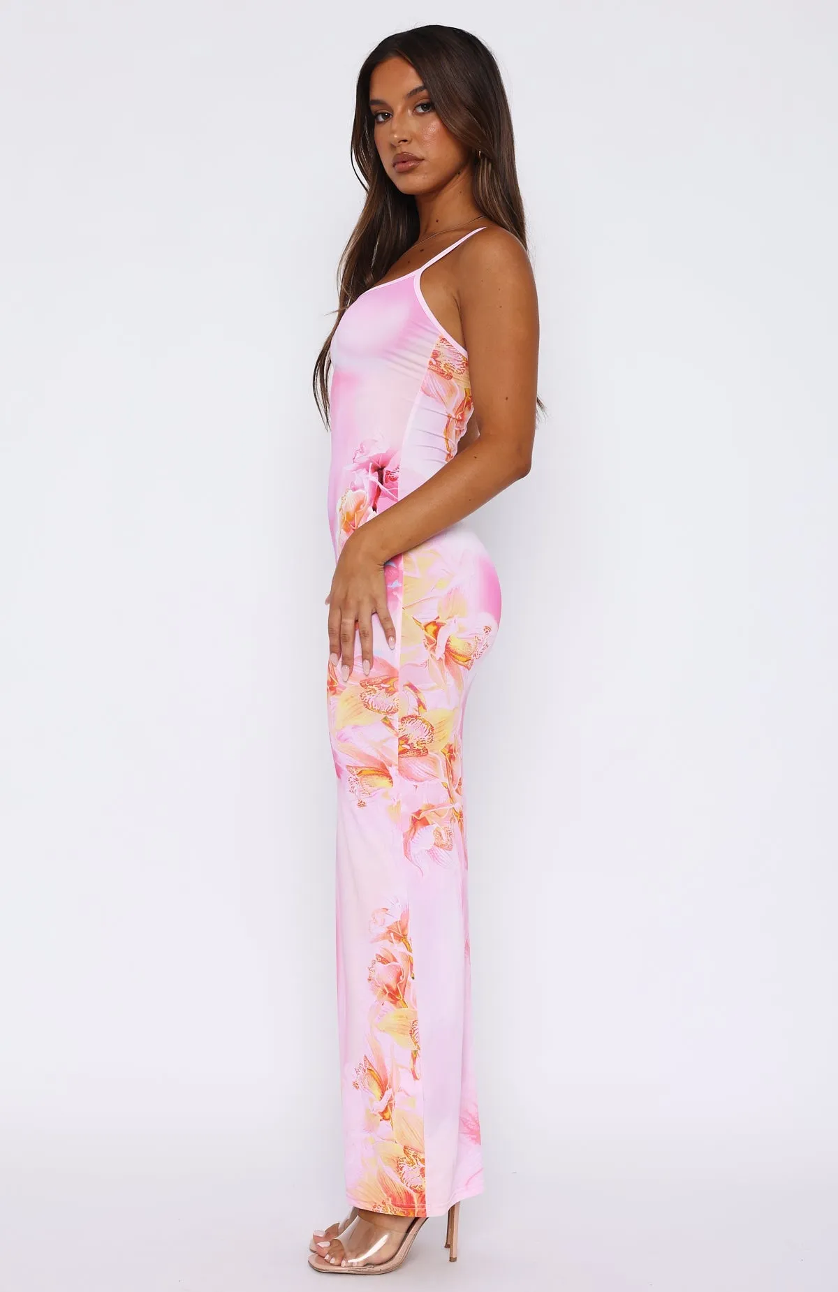 Linen Vibe Calm Lines Feeling The Heat Maxi Dress Pink Sherbet