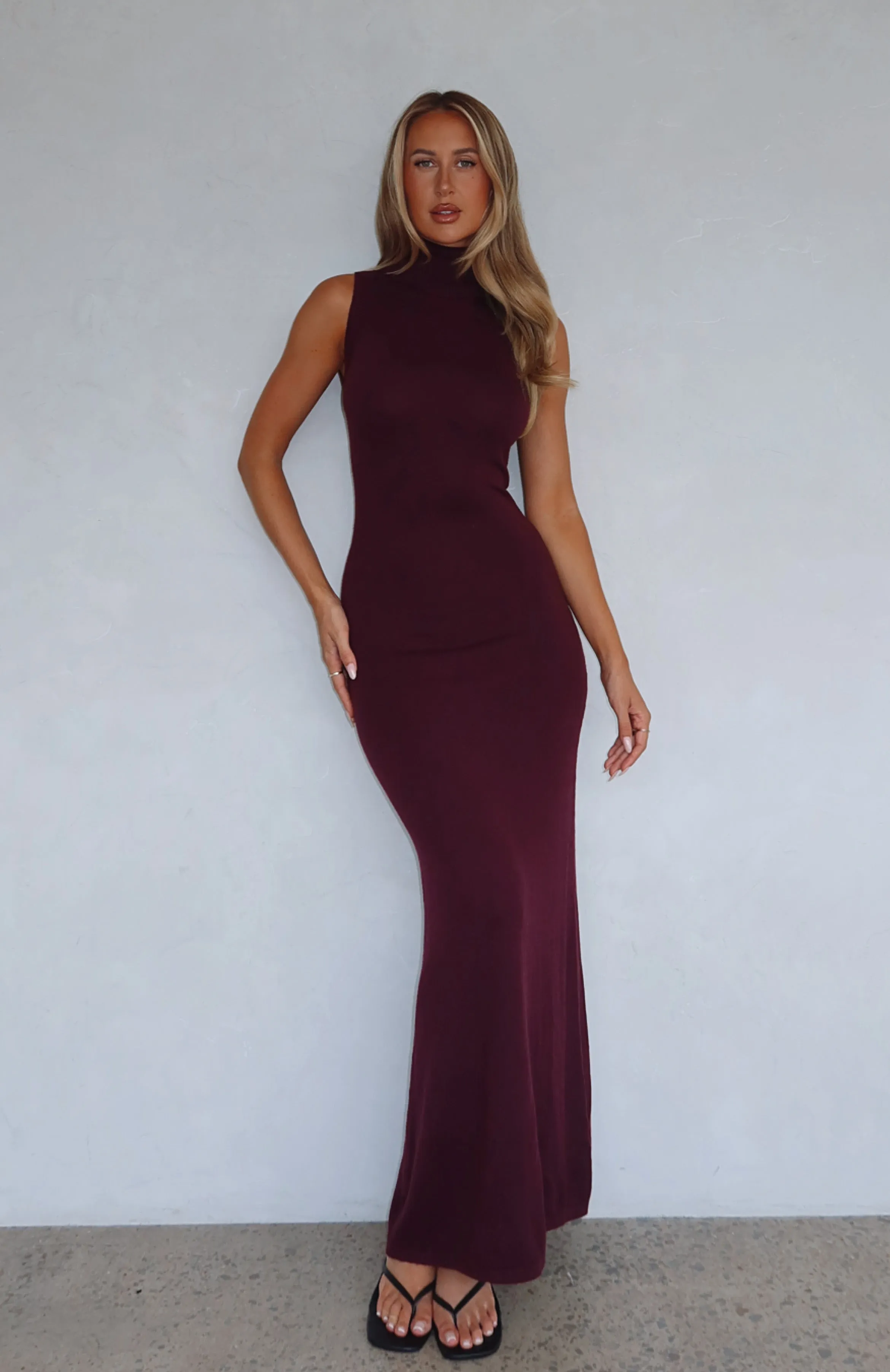 Matte-Lining Finding My Power Knit Maxi Dress Plum