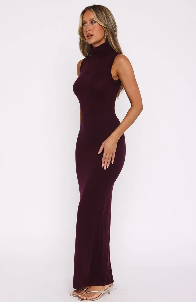 Finding My Power Knit Maxi Dress Plum Fashionable Cut