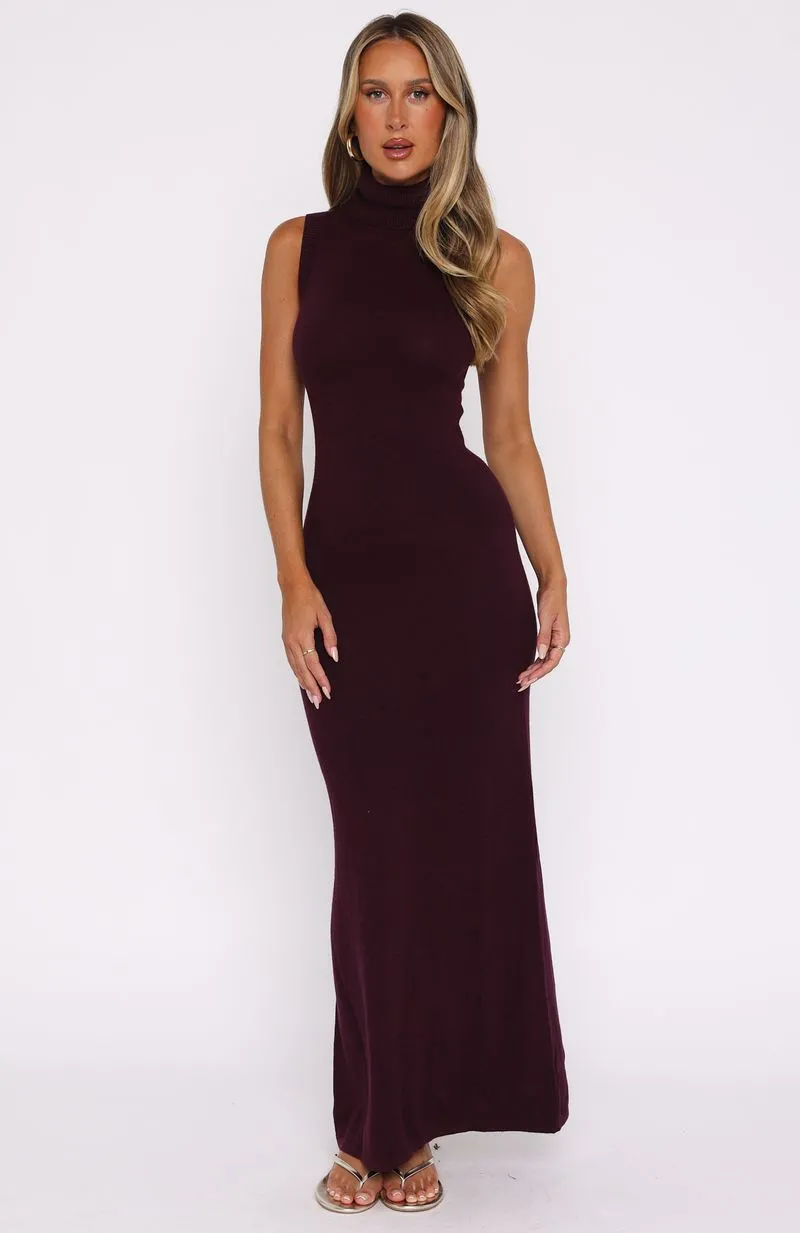 Mood Glow Finding My Power Knit Maxi Dress Plum
