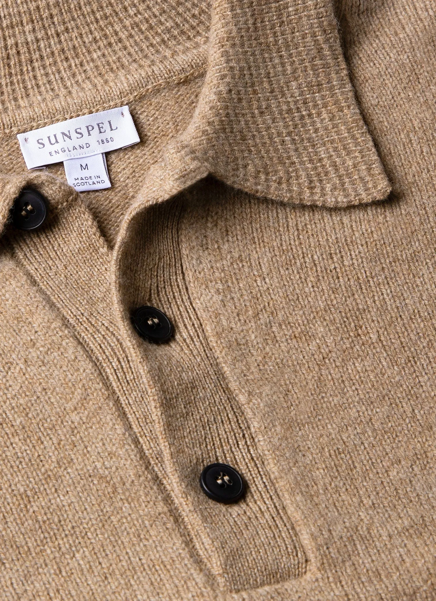 Award-winning Weekend Style Men's Lambswool Polo Shirt in Sandstone