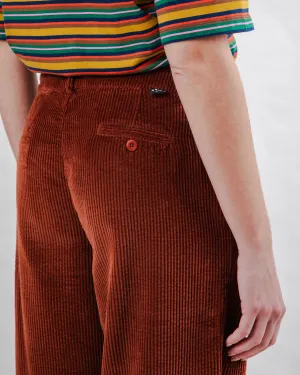 Relaxed Look Corduroy Pleated Pants Copper