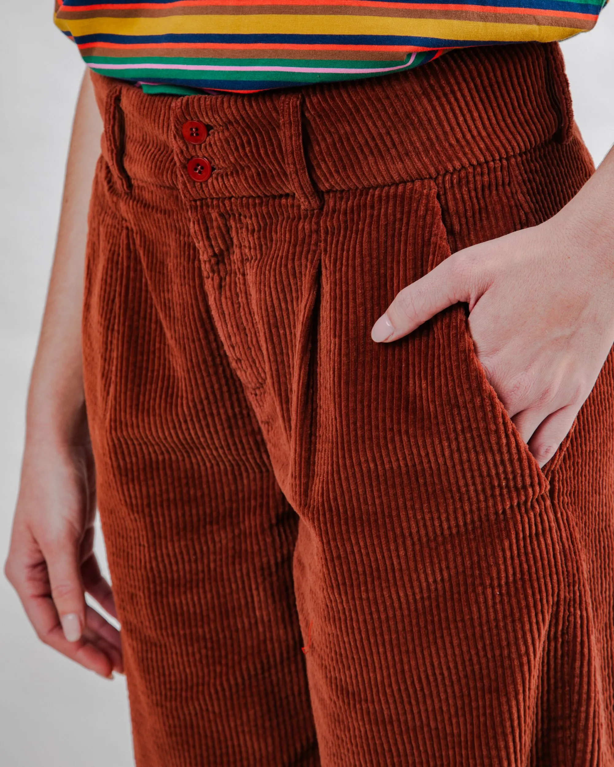 Corduroy Pleated Pants Copper Tough Stretch