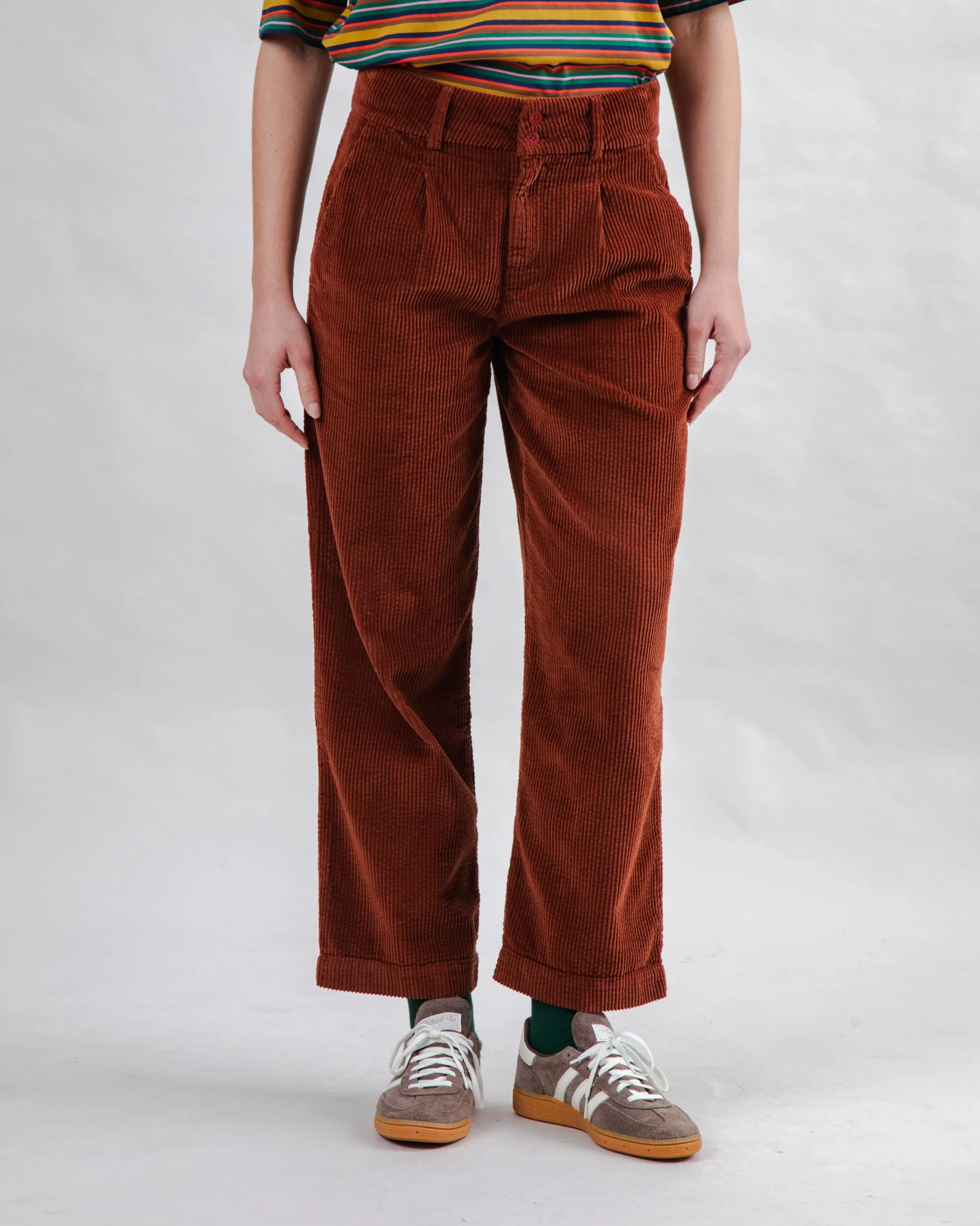 Comfy Ease Corduroy Pleated Pants Copper