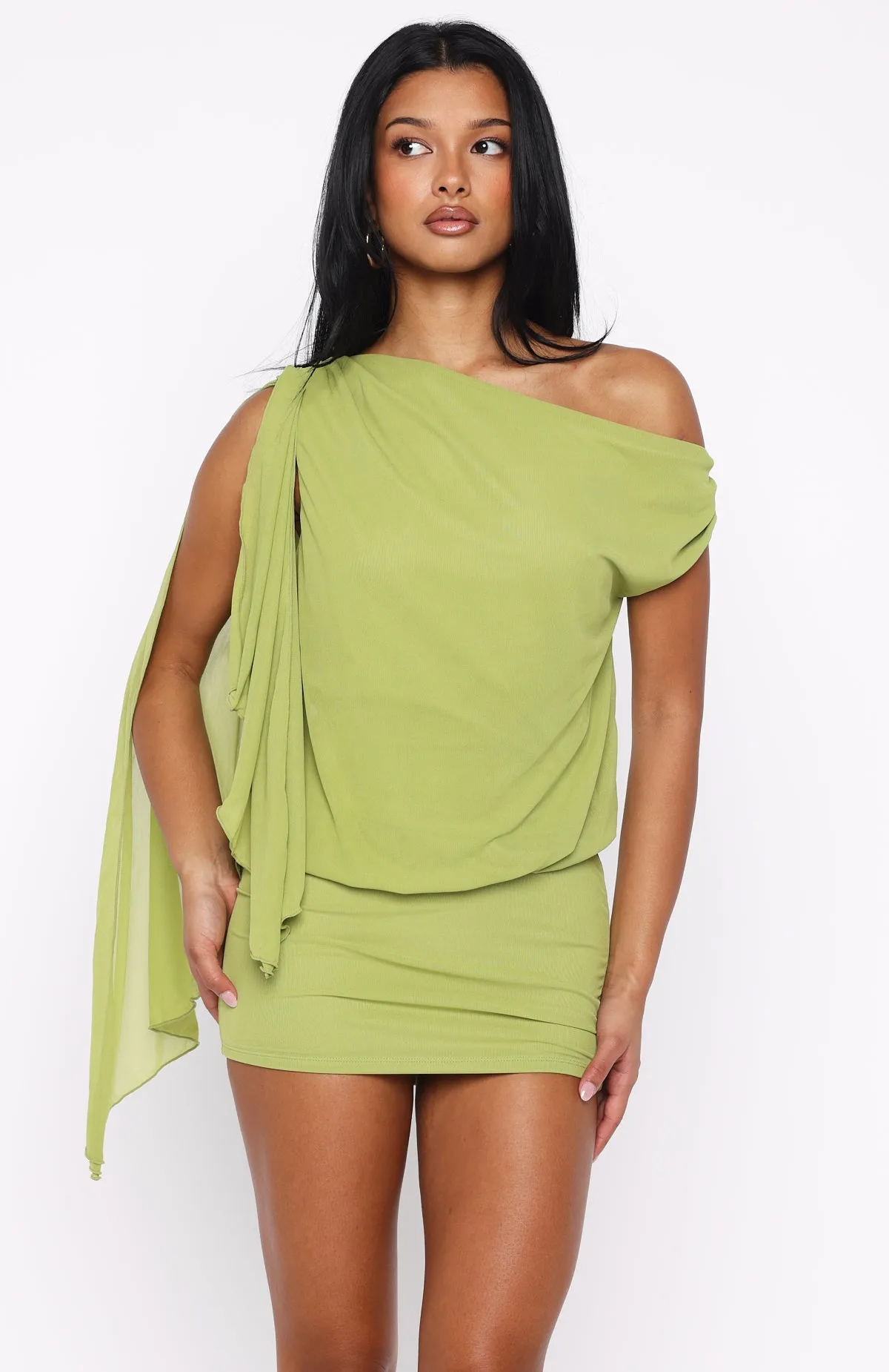 Sicilian Dreams Mini Dress Chartreuse Evening Chic