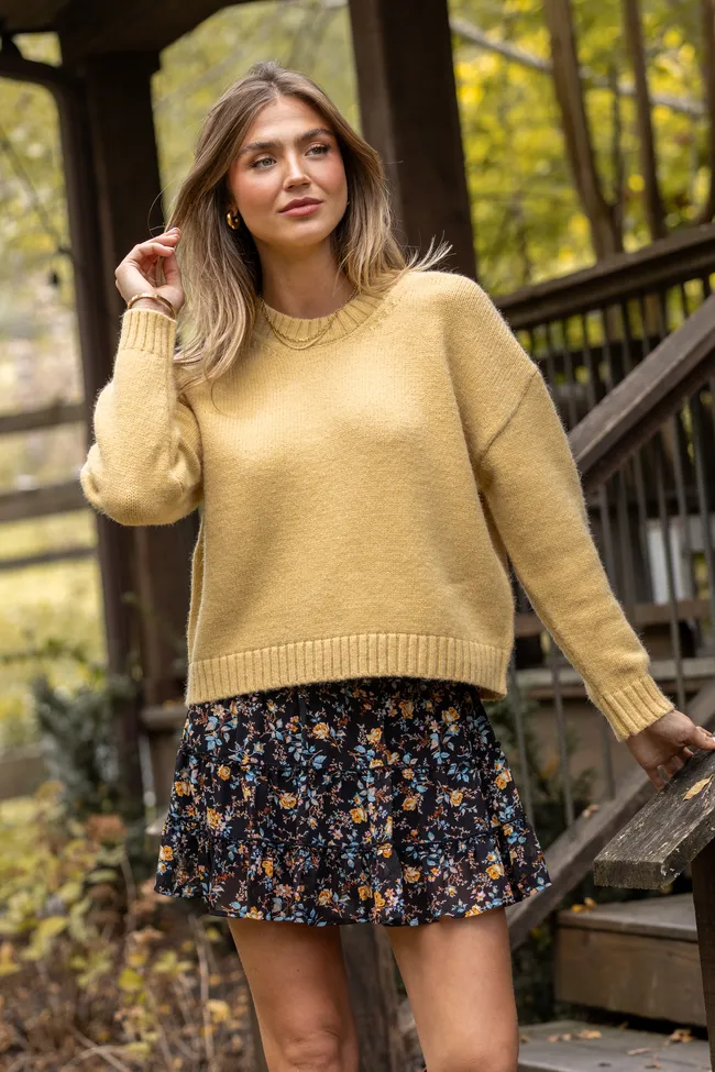 Wool Fit Dena Solid Maize Yellow Crewneck Sweater