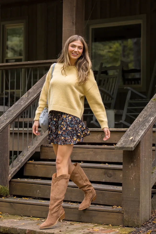 Dena Solid Maize Yellow Crewneck Sweater Active Gear Lightweight sweater