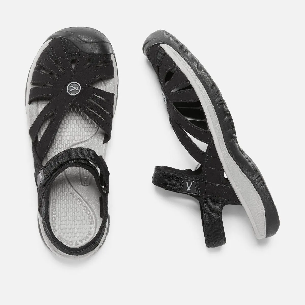 Keen Women's Rose Sandal Black/Neutral Grey Ventilation Channel System Comfort arch