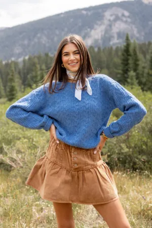 MultiDirectionalFlex Sherri Blue Cable Knit Sweater