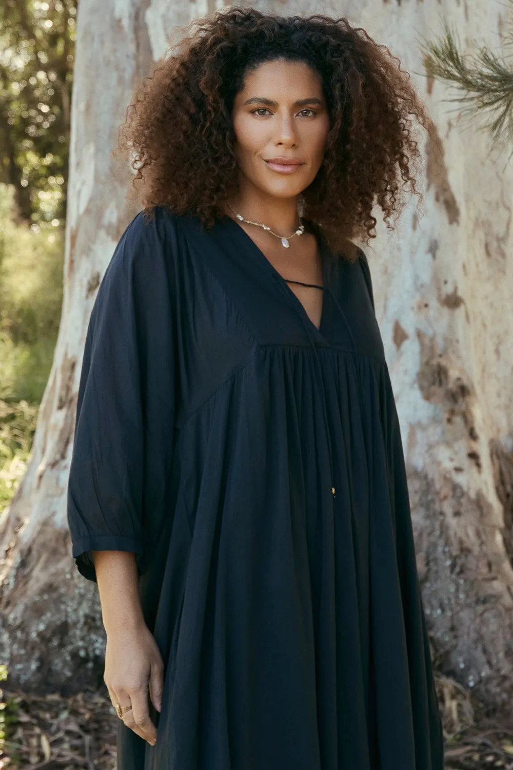 Lace Accent Weekend Fresh Cairo Boho Dress in Black