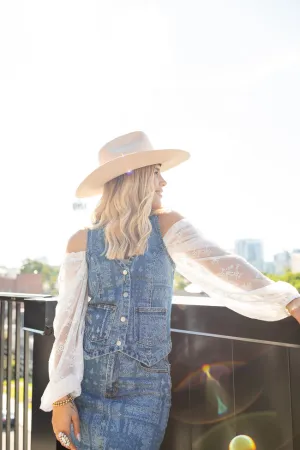 The Lucy Ivory Floral Mesh Ruched Top Just Classically Cassidy X Pink Lily RipstopFabric UVProtection Coating