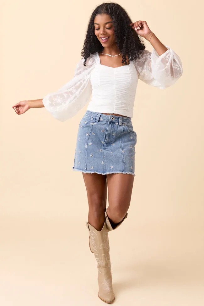 The Lucy Ivory Floral Mesh Ruched Top Just Classically Cassidy X Pink Lily Summer Skirt