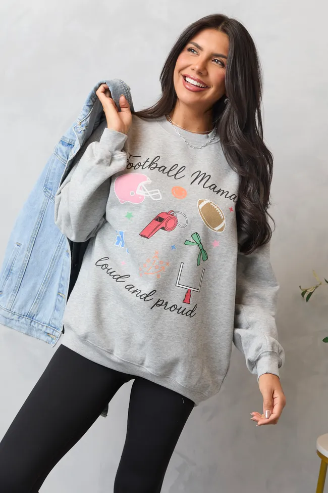 Football Mama Icons Light Grey Graphic Sweatshirt Active Fit