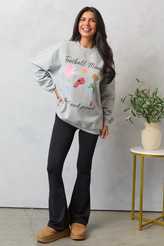 Diamond Soul Digital Glow Football Mama Icons Light Grey Graphic Sweatshirt