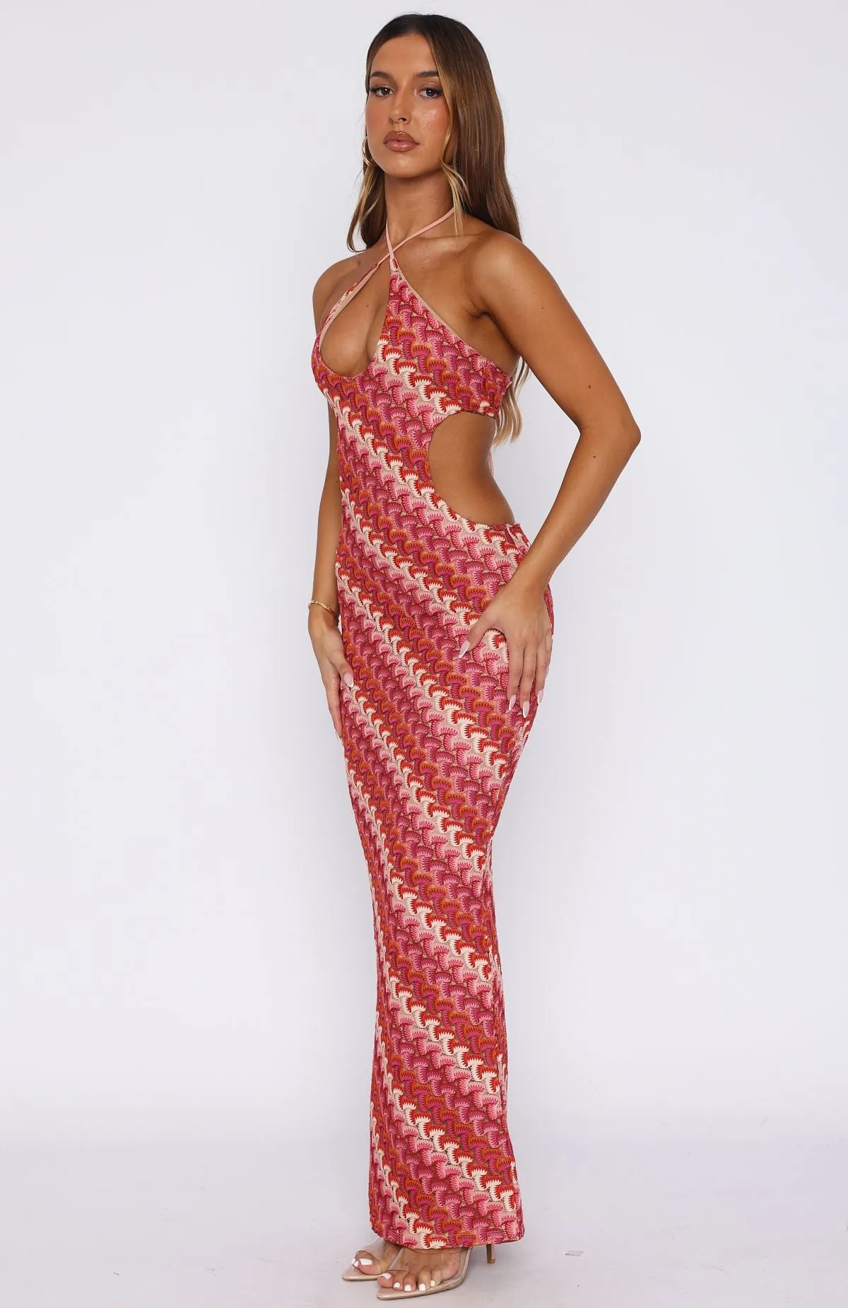 Forever Faithful Halter Maxi Dress Berry Layered Look