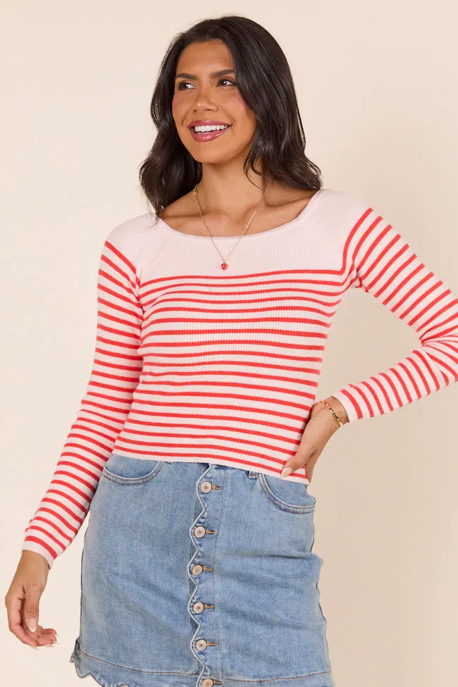 Emma Rose Long Sleeve Off Shoulder Striped Sweater Antibacterial Treatment OdorResistantClothing