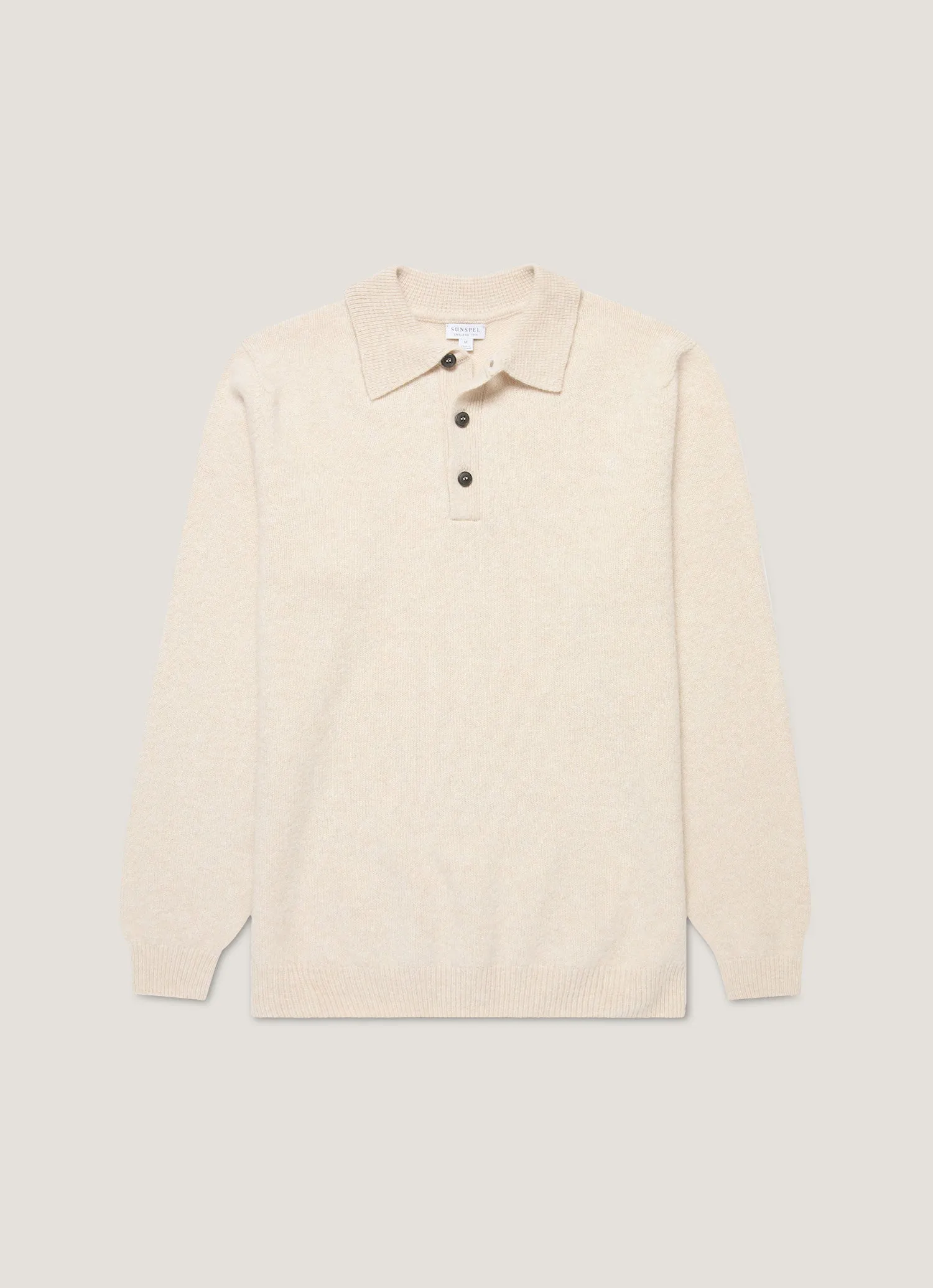 Perfect Layer Men's Lambswool Polo Shirt in Oatmeal Melange
