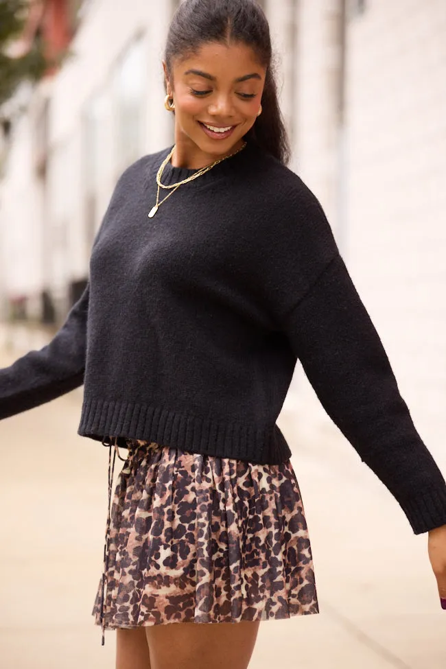 QuickDry Dena Solid Black Crewneck Sweater