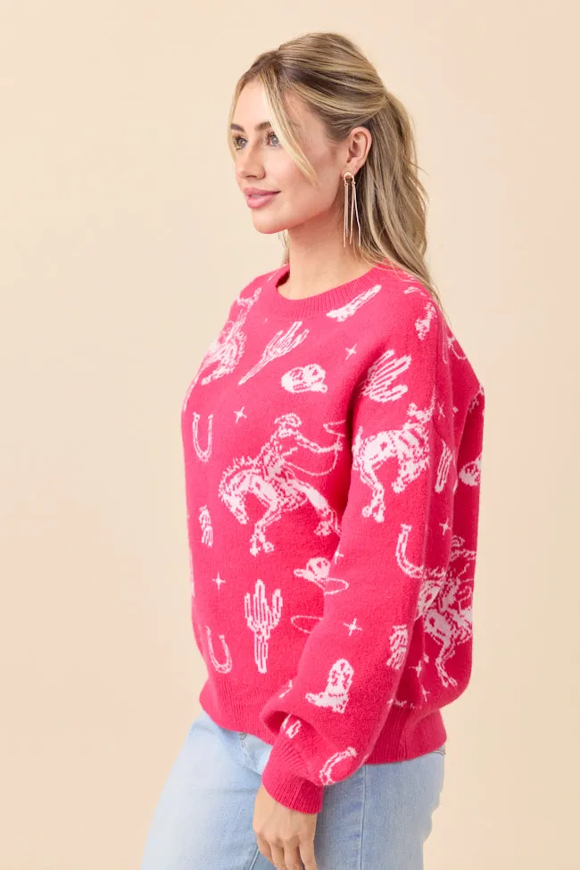 Virginia Pink Western Icon Crewneck Sweater StainReleaseCoating