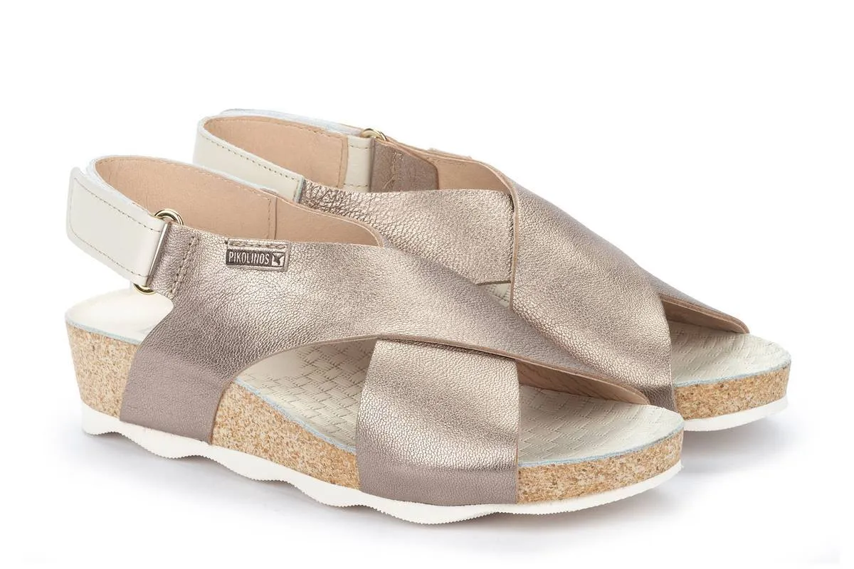 Pikolinos Women's Mahon Stone Metallic Leather Reinforced toe cap Supportive Feel