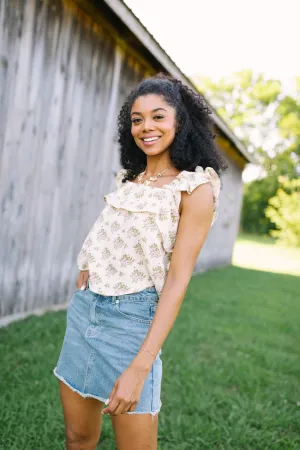 FastDrying Inner Layer Eco-Friendly Material Mary Pink And Green Floral Printed Gauze Woven Tank