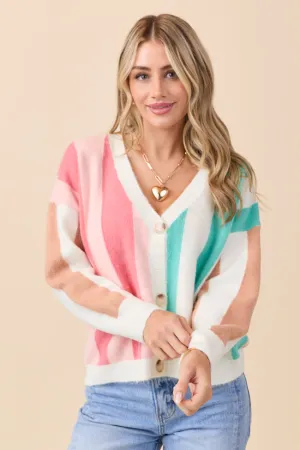 Nila Multi Striped Cardigan Lounge Gear Relaxed Fashion