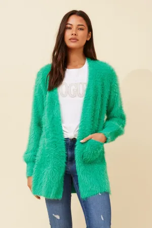 Flexible Armholes LEEZA EYELASH KNIT CARDIGAN