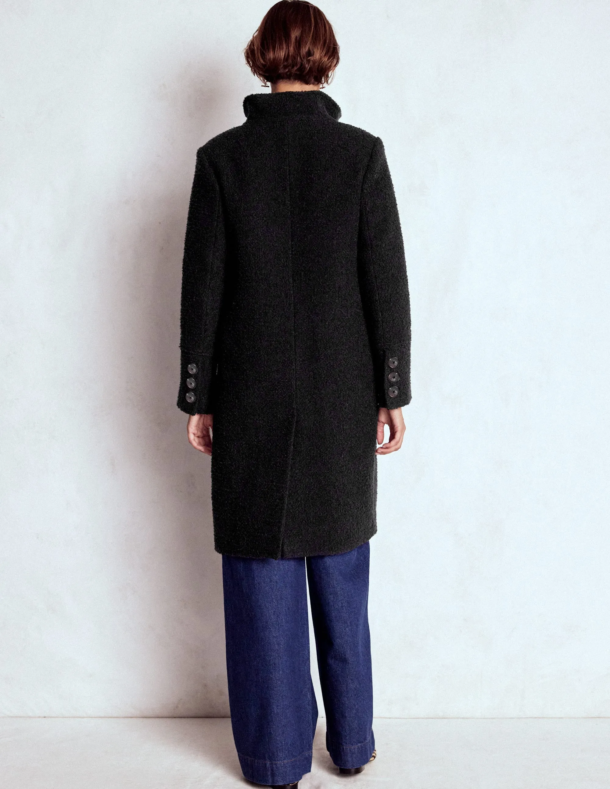 Funnel Neck Coat-Black AntiStatic Inner Layer Light Day Jacket