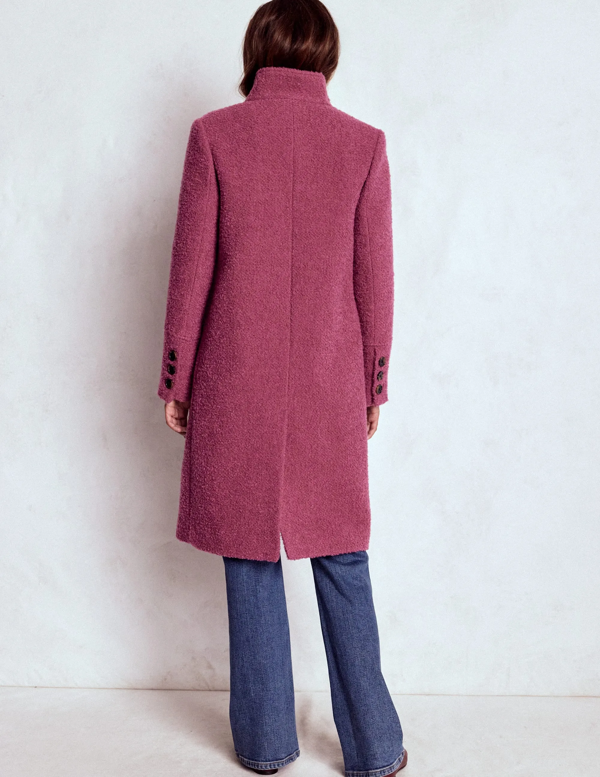 Old Style Comfort Fit Funnel Neck Coat-Pink Heather
