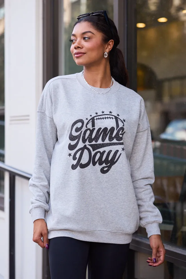 Game Day Script Light Grey Graphic Sweatshirt FlexFitTechnology Date Vibe