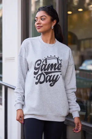 Game Day Script Light Grey Graphic Sweatshirt FlexFitTechnology Date Vibe