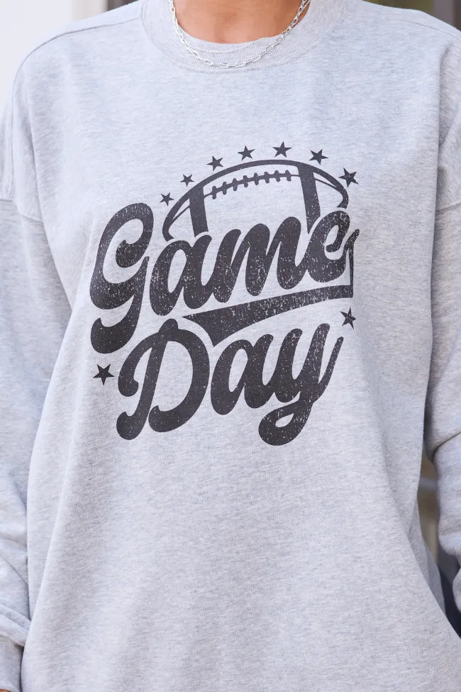 DoubleLayeredEdging summer shorts Game Day Script Light Grey Graphic Sweatshirt