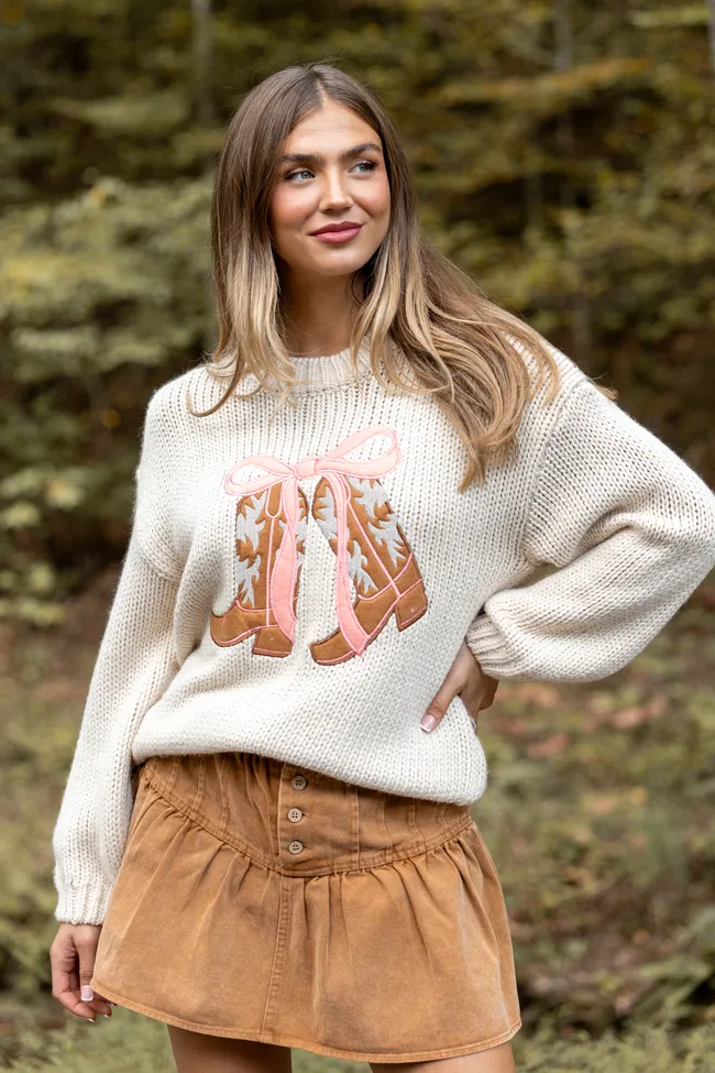 AllDayComfort Casual Sweater Lucille Boots and Bow Pullover Sweater