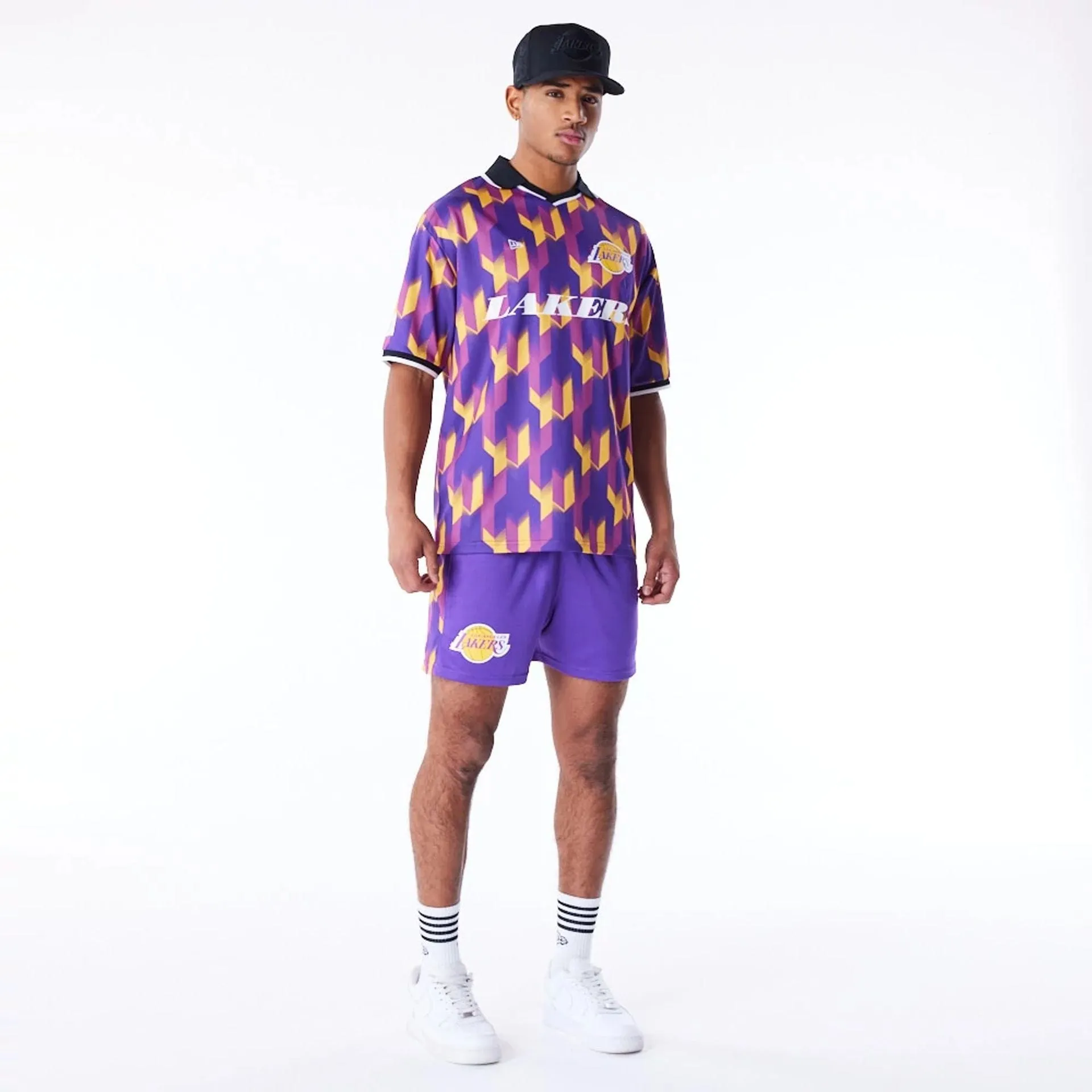 Sport Wear checkered pattern LA Lakers NBA Soccer Purple Short Shorts