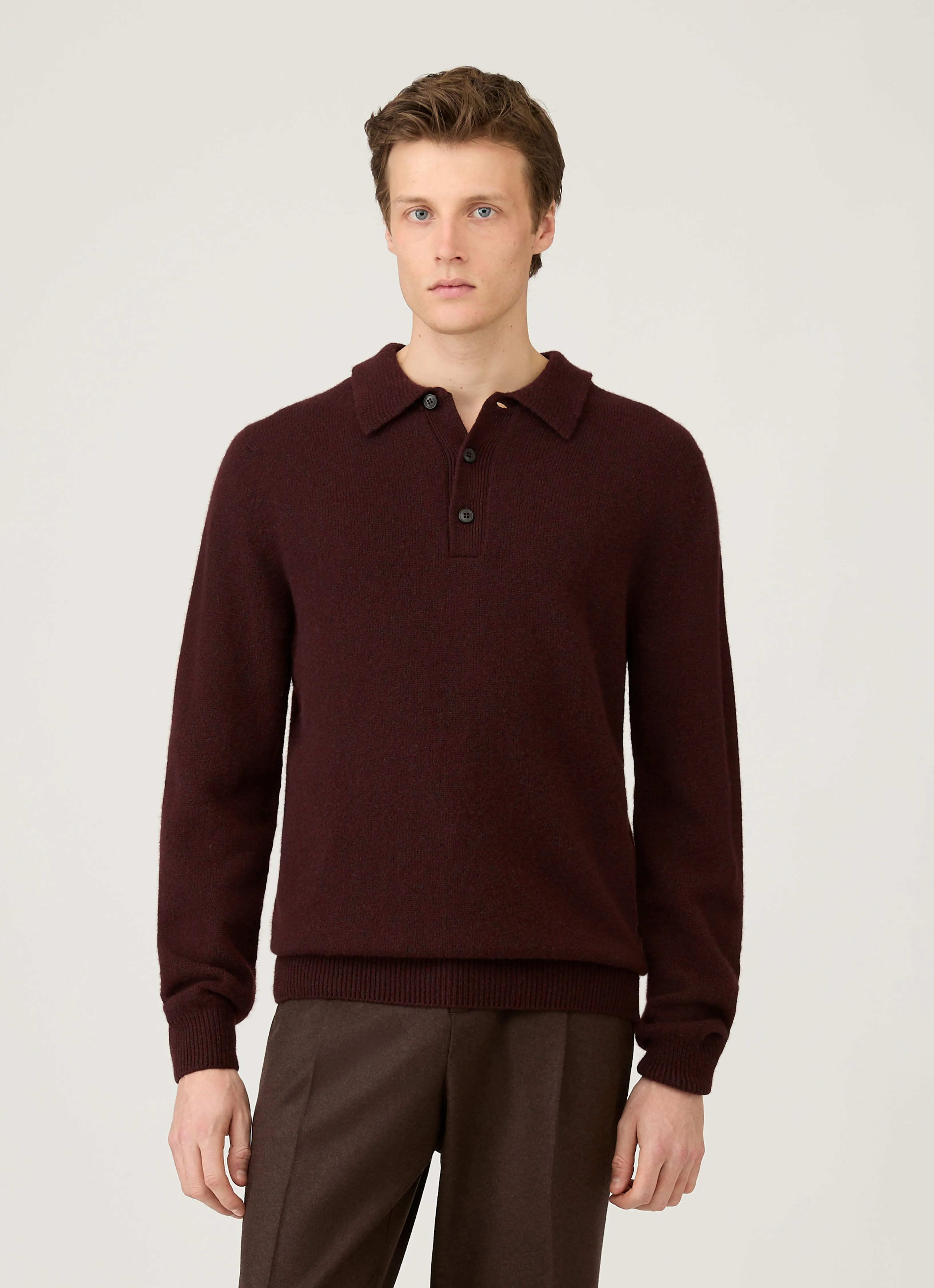 Men's Lambswool Polo Shirt in Bakelite Twist Weekend Wear