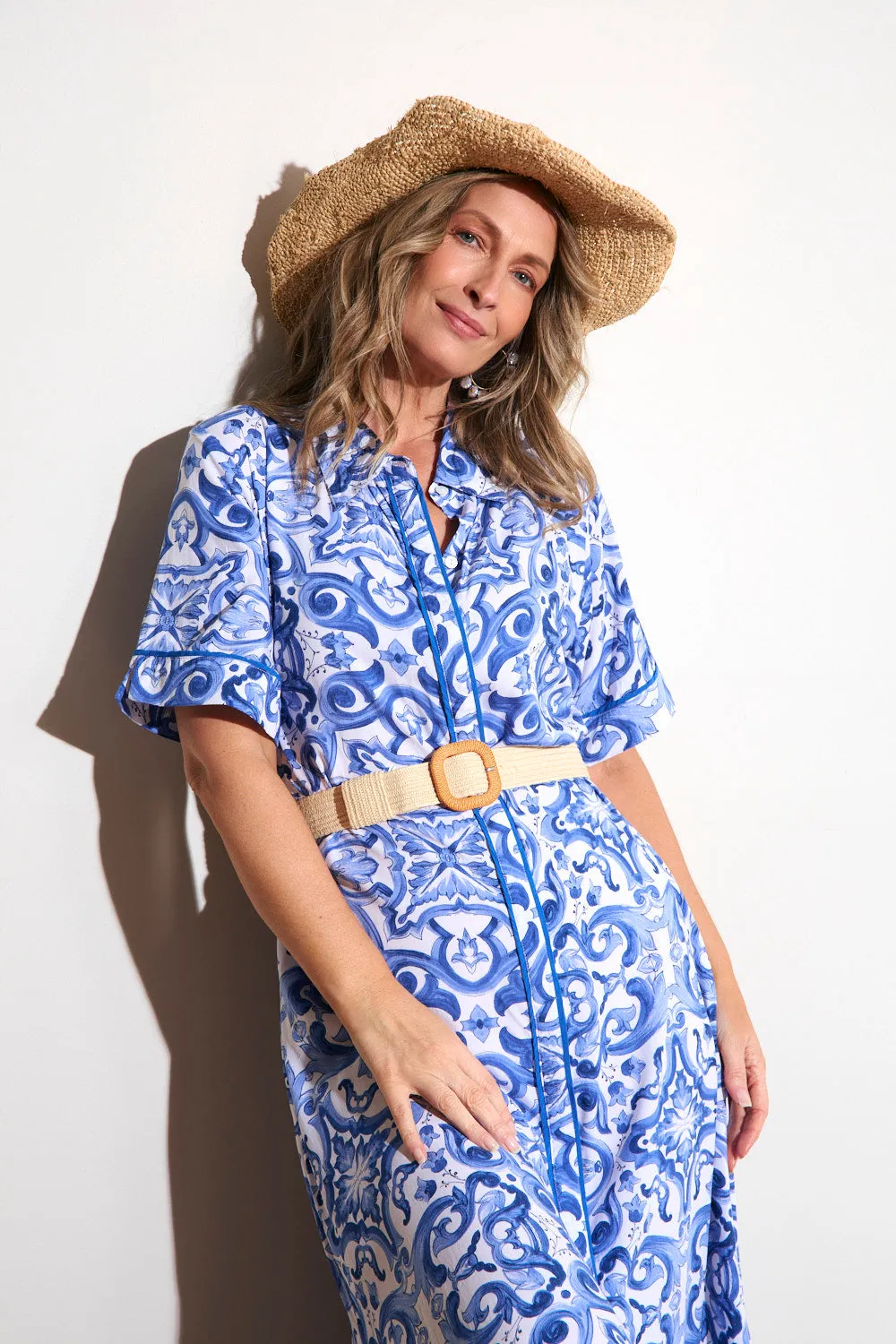 Gracie Shirt Dress in Blue Bijou Perfect Style Wear