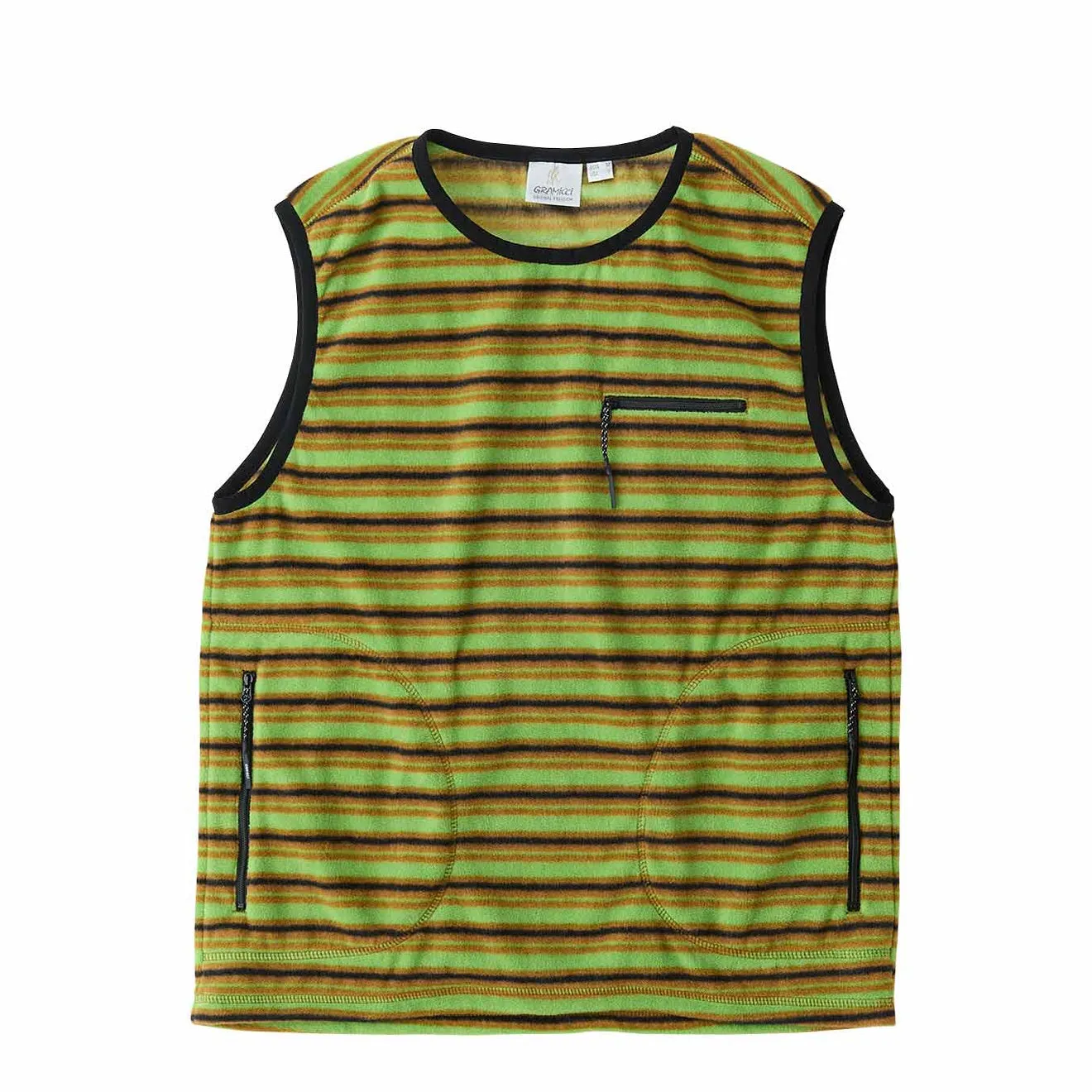 Gramicci Womens Thermal Fleece Pullover Chartreuse Stripe Trail Friendly City Outing