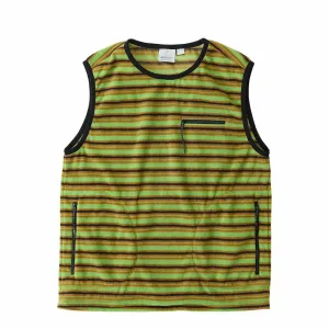 Gramicci Womens Thermal Fleece Pullover Chartreuse Stripe Trail Friendly City Outing