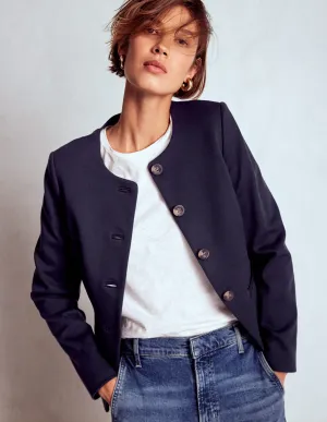 Hampstead Ponte Twill Blazer-Navy Mid Season Wear Versatile Layering Weight