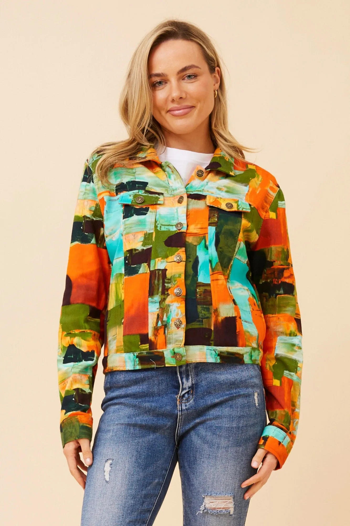 CYRILLA ABSTRACT PRINT JACKET Mild Day Outfit Multi Directional Stretch