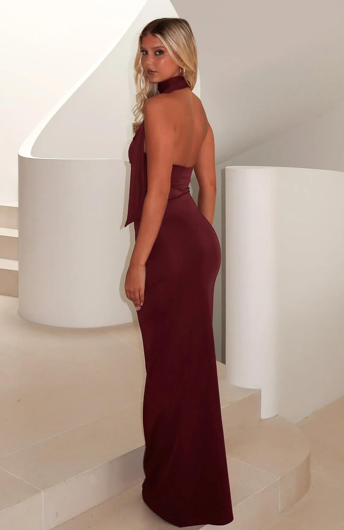 Sugar High Maxi Dress Burgundy Wool-Blend