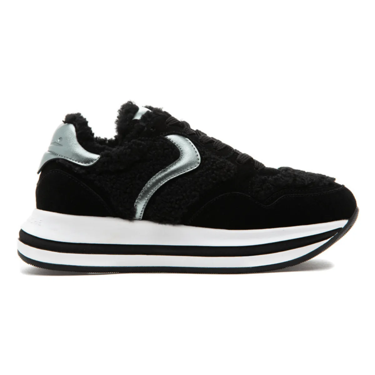 Voile Blanche Women's Melany Fur Black Suede/Black Fur/Pewter Wild Jog