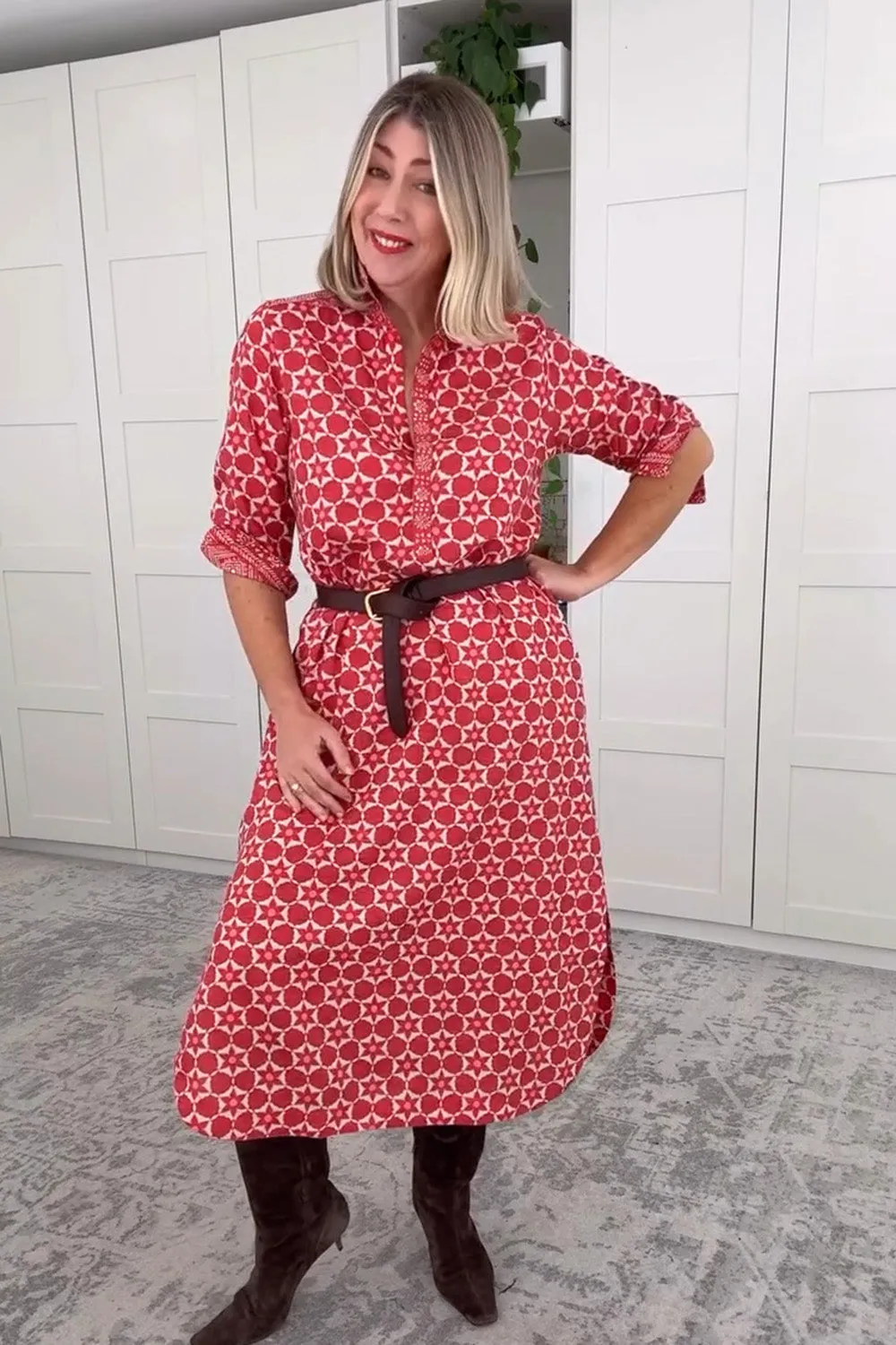 Walk Grace Ella Long Sleeve Collared Dress in Lunar Eclipse