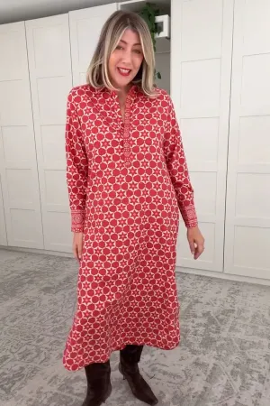 Cozy Touch Ella Long Sleeve Collared Dress in Lunar Eclipse