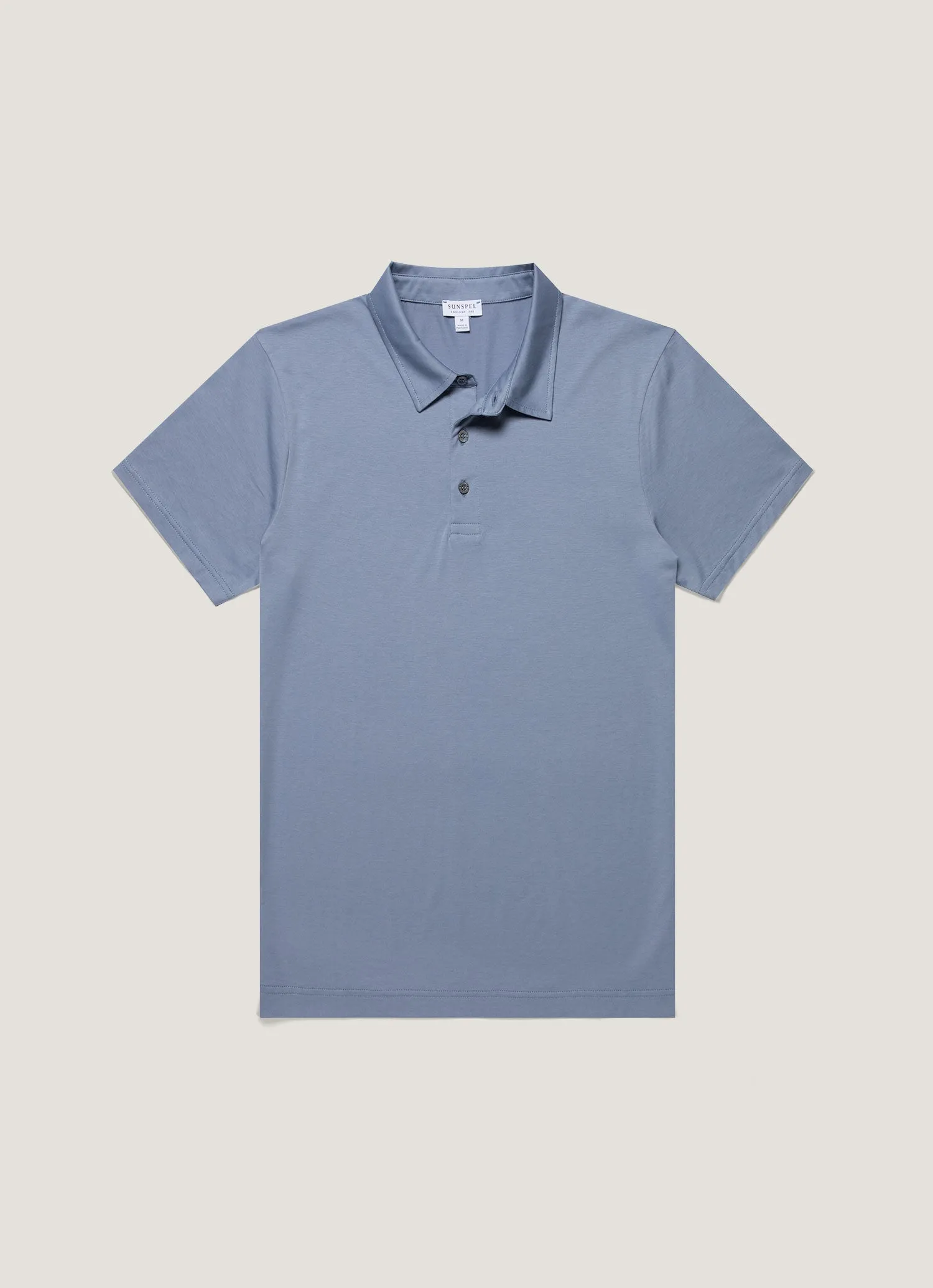 Men's Classic Jersey Polo Shirt in Vintage Blue Playful Design