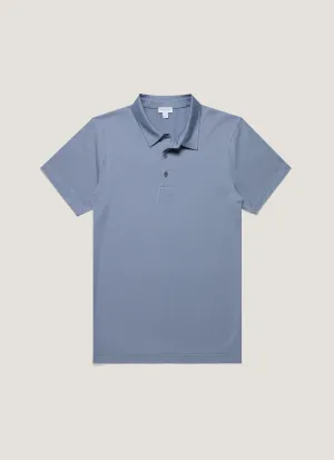 Men's Classic Jersey Polo Shirt in Vintage Blue Playful Design